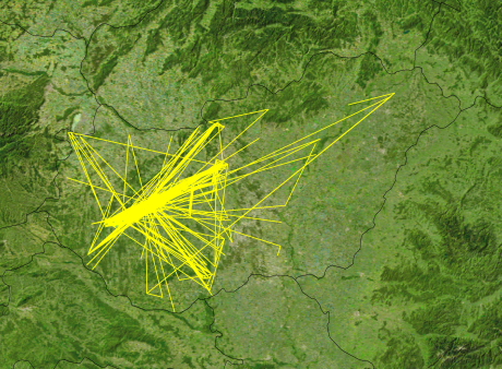 A Balatonon gyűrűzött hattyúk hazai megkerülései (forrás: MME Madárgyűrűzési központ - Karcza Zsolt).