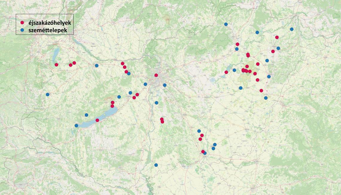 A felmért 27 hulladéklerakó és 33 éjszakázóhely