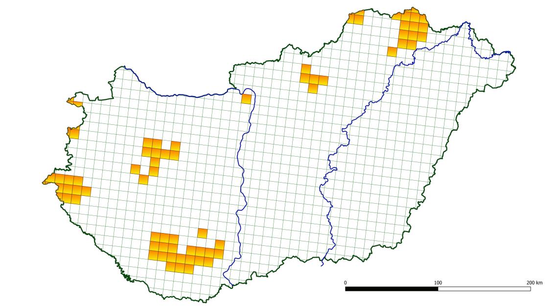 Elterjedési térkép az Országos Kétéltű- és Hüllőtérképezés Program adatai alapján