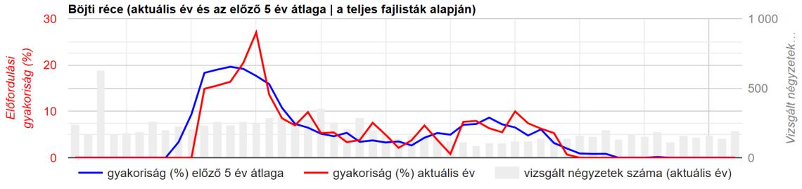 Böjti réce frekvencia-grafikon 2025