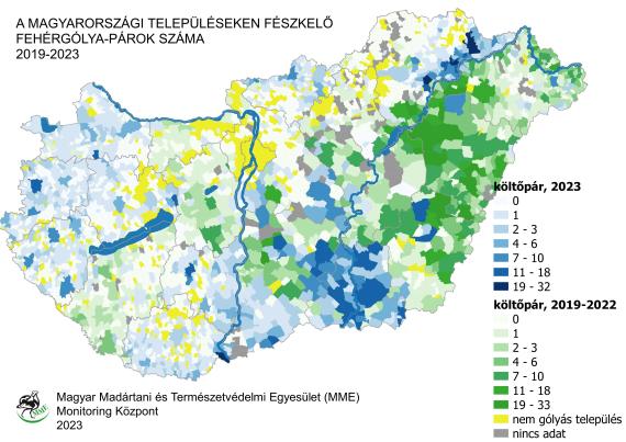 Fehér gólya párok száma 2023